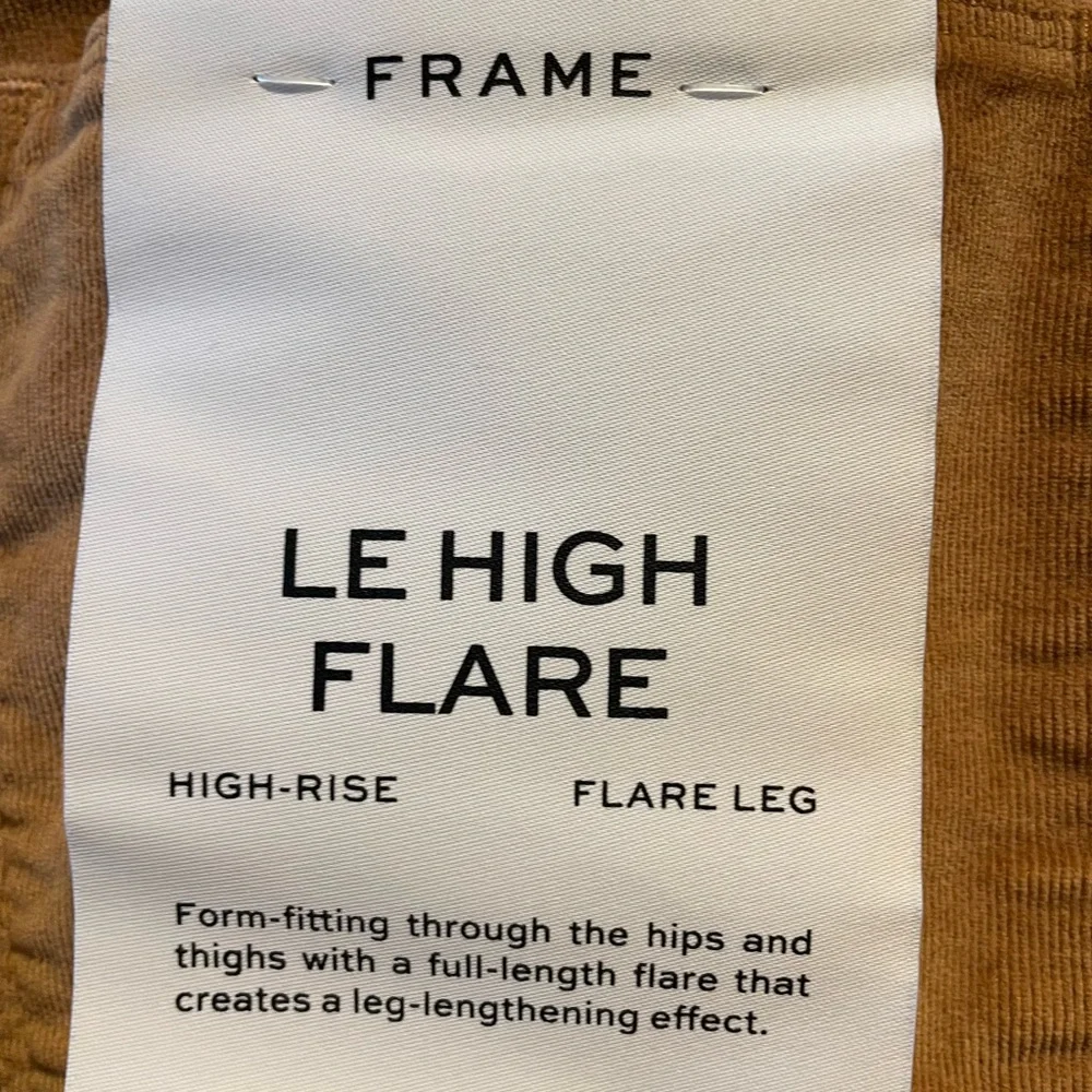 NEW FRAME Latte Tan Corduroy Le High-Rise Flare Leg Jeans Size 34 - Picture 11 of 13